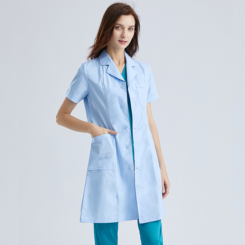 Chemise bleue à manches courtes pour femme