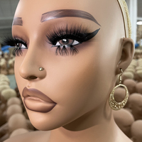 Kepala Manekin Wanita Realistis MCY dengan Bahu, Dapat Ditindik, Bahan PVC, untuk Memajang Wig