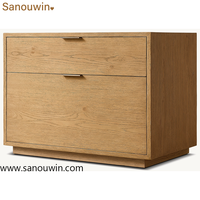 Table de chevet minimaliste fermée, en chêne blanc américain artisanal, avec 2 tiroirs à fermeture douce et système à queue de pie