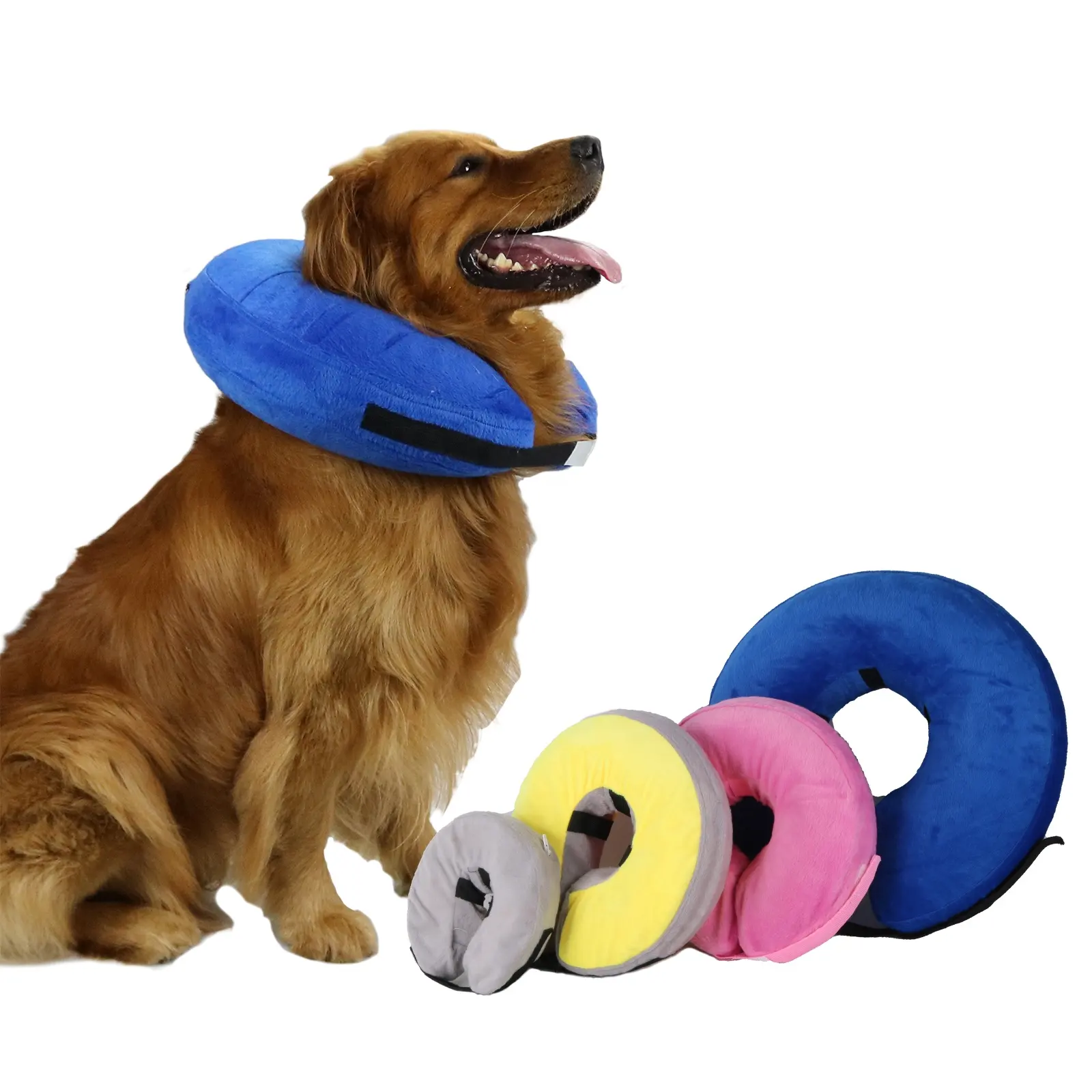 犬と猫のためのカスタマイズされた卸売ペット保護コーンソフトPVC回復カラー調節可能なインフレータブル犬コーンカラー