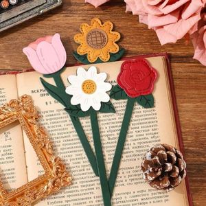 PU Leather <b>Bookmarks</b> for Women Cute Flower <b>Bookmarks</b> for Book Lovers Daisy Tulip Sunflower <b>Bookmark</b> - Product Image 1