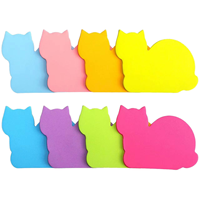 Catatan Tempel Lucu Bentuk Kucing Kecil 76x76mm Grosir, Perekat Sendiri, Dapat Dipersonalisasi, Kertas Kraft, Hadiah