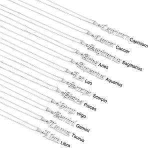 Bijoux tendance en acier inoxydable 18 carats, collier avec 12 lettres de la constellation du zodiaque, breloque <span class=keywords><strong>horoscope</strong></span> en or pour femmes, mariages, vente en gros - Product Image 2