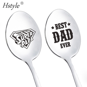 Hstyle nouvelle cuillère en acier inoxydable meilleur <span class=keywords><strong>papa</strong></span> <span class=keywords><strong>Papa</strong></span> famille couverts cadeau pour <span class=keywords><strong>la</strong></span> <span class=keywords><strong>fête</strong></span> des pères lettrage personnalisé crème glacée robuste - Product Image 1