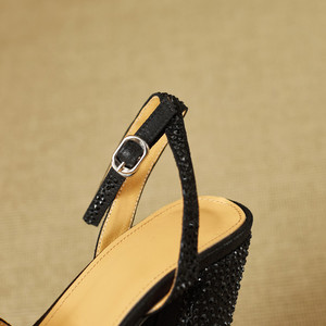 Tacchi da donna firmati <span class=keywords><strong>con</strong></span> cinturino alla caviglia <span class=keywords><strong>con</strong></span> suole spesse glitterate da 14.5cm nero argento tacchi alti <span class=keywords><strong>scarpe</strong></span> estive Sexy-all'ingrosso - Product Image 4