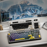 Keyboard Gaming X98Pro 98 Tombol Sumber Cahaya RGB Layar TFT Tiga Mode Nirkabel 2.4G/BT untuk PC/Laptop