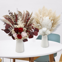 Bouquet d'herbe de pampa blanche de 45cm-Fleurs séchées naturelles pour la fête des mères, décor de Pâques, décoration d'intérieur la plus vendue