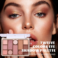 Palette de fards à paupières multifonctionnelle 12 teintes, mat et scintillant, pigmentée, palette portable pour un maquillage quotidien et glamour des yeux
