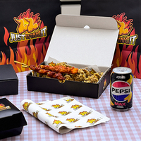 Emballages personnalisés écologiques jetables et recyclables en carton imprimé avec logo pour la restauration rapide, boîtes à emporter pour poulet frit et hamburgers