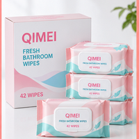 Lingettes de toilette fraîches OEM, 42 lingettes, couvercle rabattable, emballage souple, marque privée