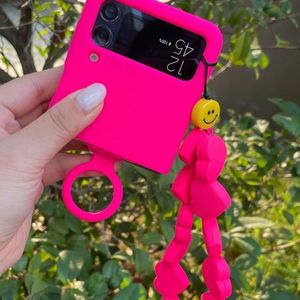 Funda de Silicona Líquida de Lujo con Correa de Neón, Antigolpes, con Cordón y Agarre para Teléfono, para Z Flip 3/4/5/6, Estilo Ins, Corazón 3D - Product Image 5