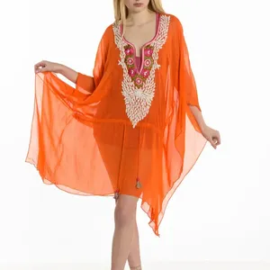 Estampado de algodón hecho a mano Kaftan Night Wear Sleep Wear Beach Wear Bikini Wrap Up Summer Dress vestidos de mujer