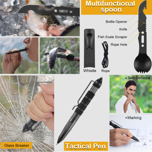 مجموعة أدوات النجاة 19 في 1، معدات الطوارئ للبقاء على قيد الحياة، سكين للصيد والتخييم، أدوات مبتكرة للتخييم - Product Image 4