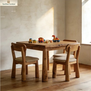 Set Tavolo e Sedie per Bambini in Legno Massello, Design Artistico e Creativo, Colore Naturale, Tavolo da Studio per Casa, Design Semplice e Moderno - Product Image 6