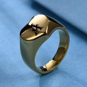 Anillo de Dedo en Forma de Corazón de Acero Inoxidable Negro con 26 Letras y Acabado Mate Simple - Product Image 6