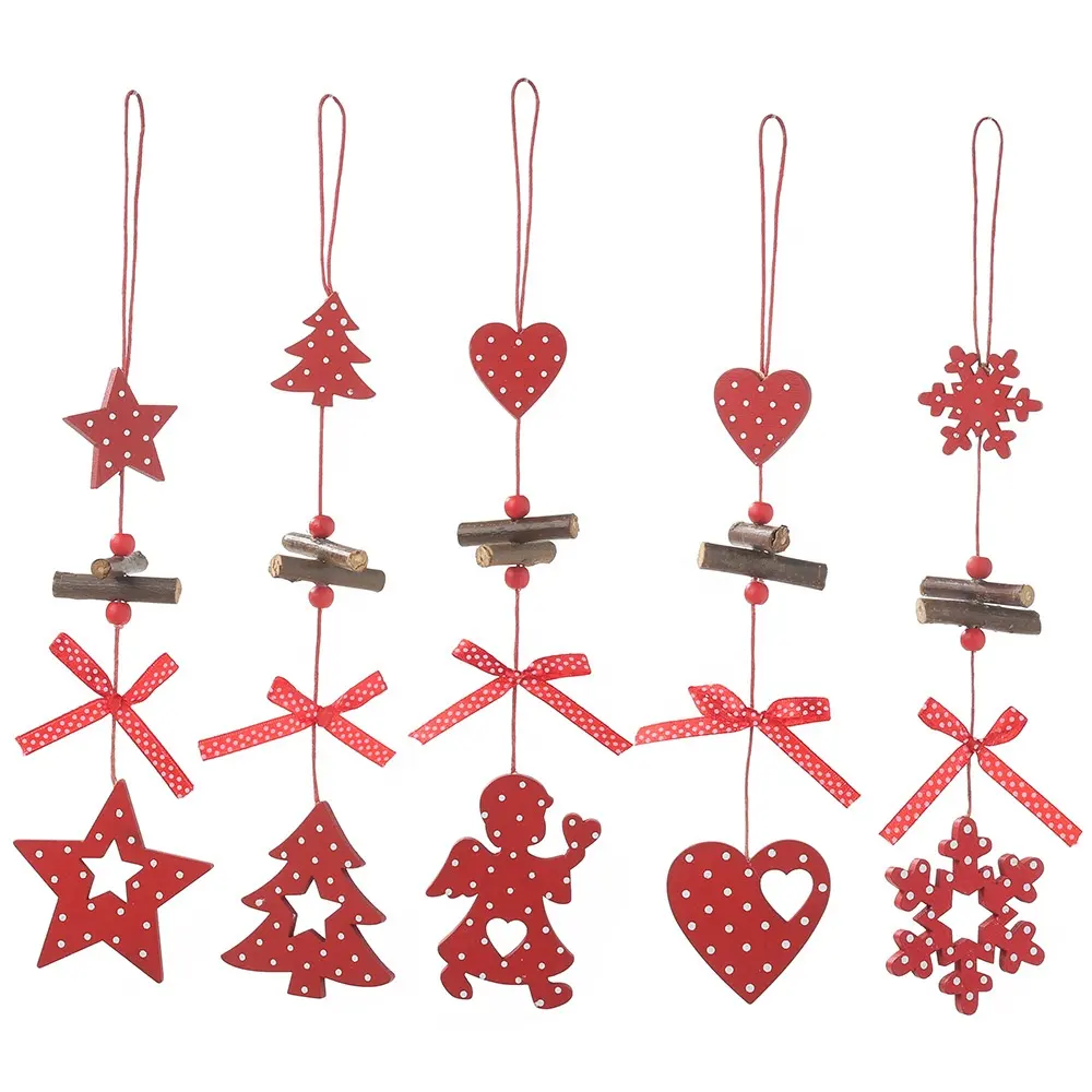 Christmas Tree Ornament Decor Vintage Snowflake Star Xmas Wooden Pendants Ornaments Christmas Decorations Hanging Gifts