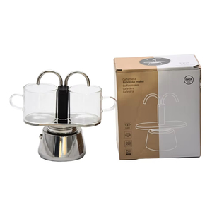 Mini 304 <span class=keywords><strong>de</strong></span> acero inoxidable <span class=keywords><strong>de</strong></span> doble taza Moka Pot diseño italiano clásico conveniente <span class=keywords><strong>cafetera</strong></span> para el hogar al aire libre almacenado - Product Image 2
