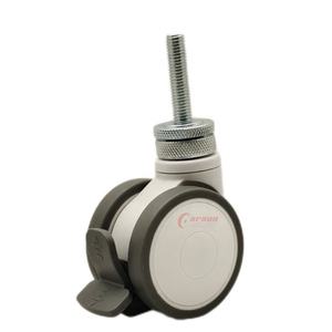Ruedas Giratorias Carsun OEM con Eje Roscado Personalizado, Ruedas de Acero Médico Duraderas de 63 mm, Capacidad de Carga de 45 kg, Rodamiento de Bolas Simple, Freno de Bloqueo Total - Product Image 1
