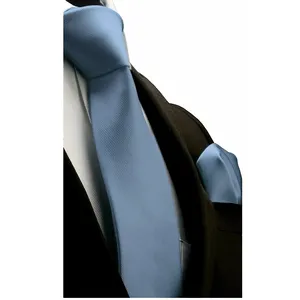 Quality New Color Tie Set for Mens 8cm Silk Necktie Handkerchief Sets Man Solid Neck Ties for Wedding Business Gift
