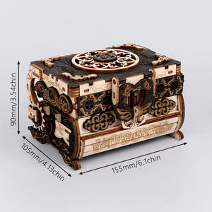 <span class=keywords><strong>Scatola</strong></span> Portagioie Antica Puzzle 3D in <span class=keywords><strong>Legno</strong></span> Giocattolo Educativo per Adulti Regalo Artigianale Creativo Fai-da-Te MAYBEARS Edifici - Product Image 4