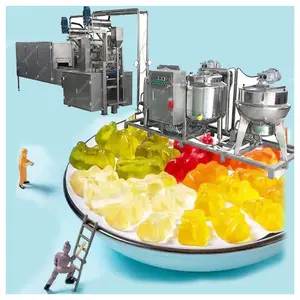 Automatic stainless steel vitamin soft candy gum and gelatin production line bear jelly candy making machine with CE certi