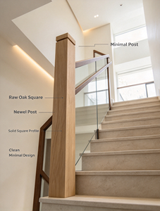 Poteau d'escalier carré en bois massif style ferme, surface brute, durable - Product Image 4