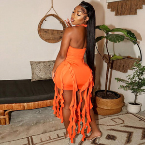 Venta caliente Ropa de mujer Nuevo producto Sexy Halter Girl Vestidos Sin espalda Vestido irregular al por mayor - Product Image 5