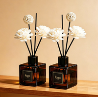 Bouteille diffuseur d'aromathérapie en verre rond en gros avec plusieurs couvercles, impression personnalisée, pour parfum d'intérieur et désodorisant, emballage de bouteille