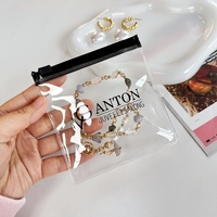 Pochette à bijoux transparente personnalisée de haute qualité avec logo, petits sacs en plastique pour cadeaux, sacs refermables à fermeture éclair pour boucles d'oreilles, emballages à fermeture éclair