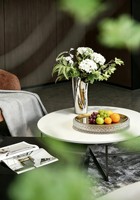 Plateaux ronds jetables en acier inoxydable avec bases en verre, décoratifs, pour fruits et collations, pour mariages et décorations de table à domicile (vente en gros)