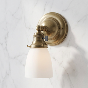 Traditional Bronze European Design Wall Lamp with White Glass Bell Shade E26 LED 3500K Warm Light Bathroom <b>Indoor</b> Fixed <b>Lighting</b> - Product Image 2