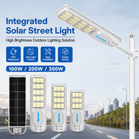 Éclairage routier extérieur à haute efficacité, IP65, étanche, matériau ABS durable, 100W 200W 300W SMD, lampadaire solaire LED tout-en-un