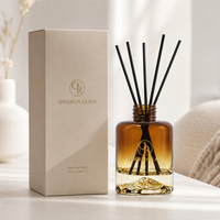 Bouteille diffuseur d'arômes d'huiles essentielles de luxe personnalisée, vide, en verre, avec bâtonnets diffuseurs