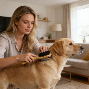 <span class=keywords><strong>Brosse</strong></span> de toilettage pour animaux de compagnie en bambou naturel écologique, double face, à picots et poils, pour chiens et chats à poils longs ou courts - Product Image 4
