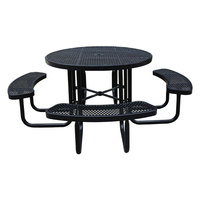 Mobilier d'extérieur en acier thermoplastique table de pique-nique commerciale avec banc à l'extérieur table à manger et chaise en métal avec trou pour parasol