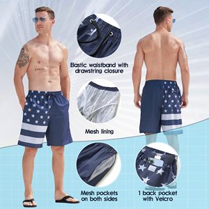 Costume da bagno ad asciugatura rapida con stampa <span class=keywords><strong>bandiera</strong></span> personalizzata pantaloni sportivi uno pezzo Streetwear costumi da bagno da uomo corti Bikini costumi da bagno - Product Image 2