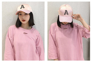 Gorra de béisbol con diamantes de imitación para mujer, sombrero de béisbol con letras <span class=keywords><strong>A</strong></span> <span class=keywords><strong>R</strong></span> D en color rosa, negro, blanco y gris, estilo Hip hop - Product Image 5