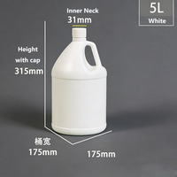 Bidons ronds en PEHD de 5 L avec bouchon à vis, rechargeables, pour liquides, produits chimiques, huiles, savon liquide pour les mains, détergent à lessive, bidons en plastique de grande capacité