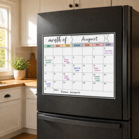 Tableau blanc magnétique effaçable à sec pour réfrigérateur, calendrier mensuel, liste de courses, tableau de notes, aimant en caoutchouc flexible