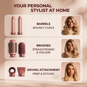Multi Styler 6 In 1 Hair Dryer With 6 Attachments And <b>Vanity</b> <b>Case</b> Burgundy Color Negative Ion Hot Cold Air - Product Image 2