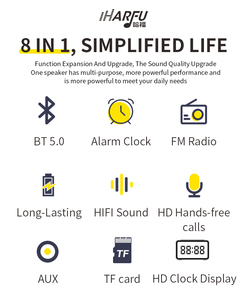 Haut-parleur <span class=keywords><strong>Bluetooth</strong></span> personnalisé 8 en 1 HF16 avec affichage horloge HD Radio FM certifiée CE FCC UL Haut-parleurs à écran intelligent domestique <span class=keywords><strong>filaire</strong></span> avec carte TF - Product Image 2