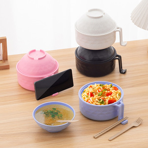 Set di Ciotole in Plastica per Noodle con Coperchio Drenante, per Dormitori Studenteschi, Grande Capacità, Portatile, Adatto al Microonde e Include Posate - Product Image 2