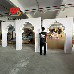 SMOOTHドアゲート形状白いレインボーアーチ写真壁3Dオープンアーチ棚背景結婚式装飾用PVC背景 - Product Image 1