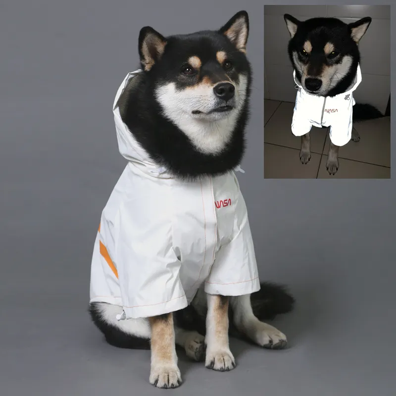 Haute visibilité léger drapeau américain NASA espace costume durable réfléchissant chiot poncho pet hoodies manteau chien imperméable veste