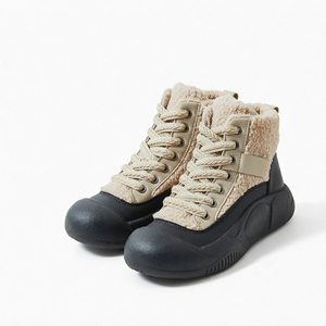Botas de nieve de suela gruesa de alta calidad para mujer, botines cálidos con forro de piel sintética, punta redonda, zapatos de invierno para interiores y exteriores - Product Image 1
