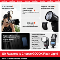 Flash Godox V1 Pro V1, V1C, V1N, V1S TTL 1/8000s HSS con Batería de Litio, Flash Speedlite para Cámaras Canon, Nikon y Sony