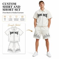 Ensemble de jogging pour homme avec logo personnalisé, short cargo zippé, t-shirts, ensemble de polo, ensemble 2 pièces, survêtement pour homme