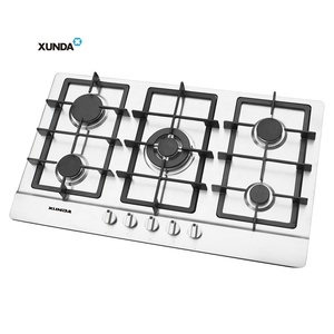 Xunda cuisine appareils de cuisson plaques de cuisson en verre Support en fonte cinq brûleurs <span class=keywords><strong>plaque</strong></span> de cuisson intégrée <span class=keywords><strong>plaque</strong></span> de cuisson en verre cuisinière à gaz - Product Image 6