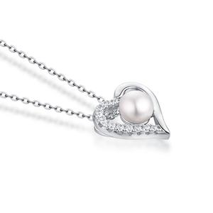 Halsketting met schattig hartvormig zoetwaterparel hanger, verguld met goud, 925 sterling zilver, voor bruiloften en feesten - Product Image 3