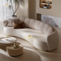 Italienisches Minimalistisches Sofa Wohnzimmer-Couch 3-Sitzer Modernes Luxuriöses Reisweißes Geschwungenes Ecksofa